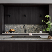 Deep, dramatic, dark wood cabinetry