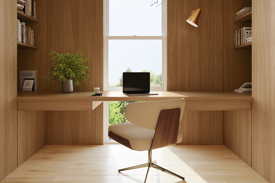 Color Drenched Custom Home Office